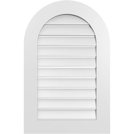 Ekena Millwork Round Top Surface Mount PVC Gable Vent: Functional, w/ 3-1/2"W x 1"P Standard Frame, 22"W x 34"H GVPRT22X3401SF